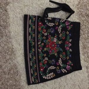 Mini Skirt Embroided